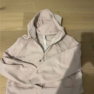 Light Pink Scuba Oversized Half-Zip Hoodie